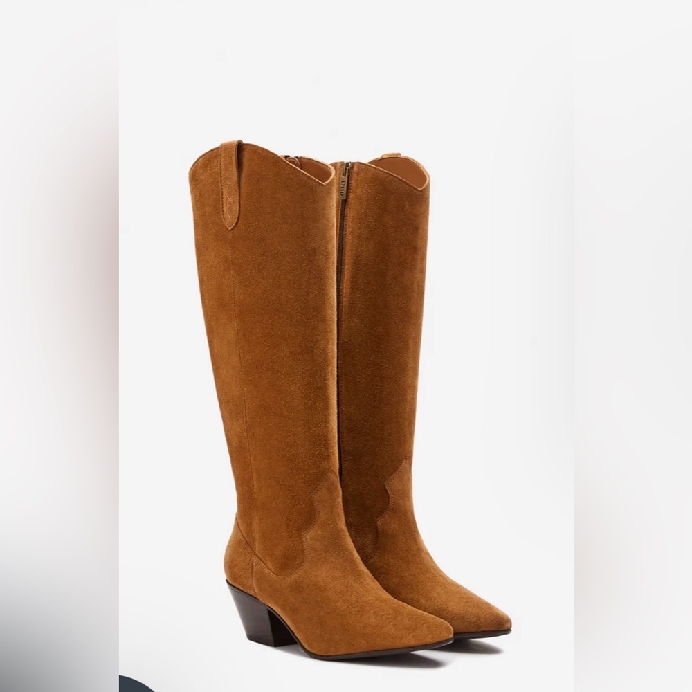 LIKE NEW Duo Boots - Wife Calf Brown Suede Knee-High Western Boot